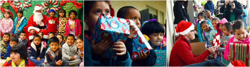 happy kids with Christmas gifts 