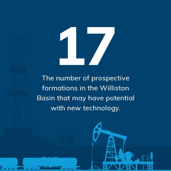 17. The number of prospective formations in the Williston Basin that may have potential with new technology.