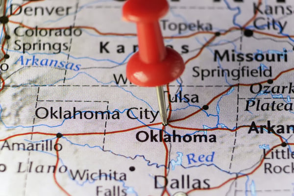 oklahoma on the US map